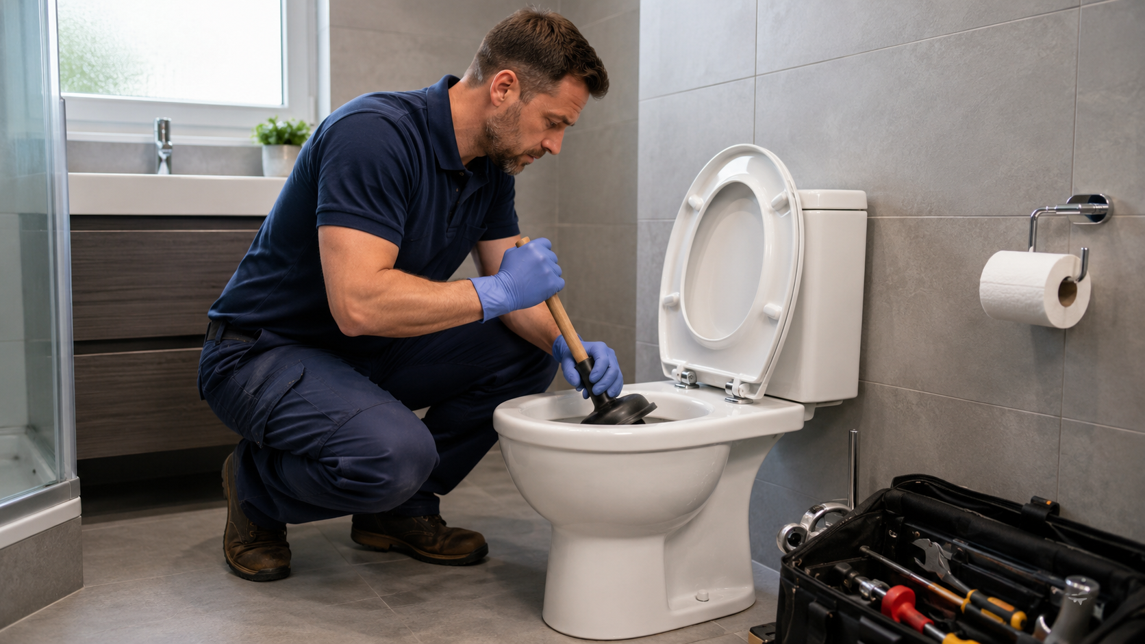 Local plumber helping with a blocked toilet in Thurrock, Grays and Chafford Hundred, Essex